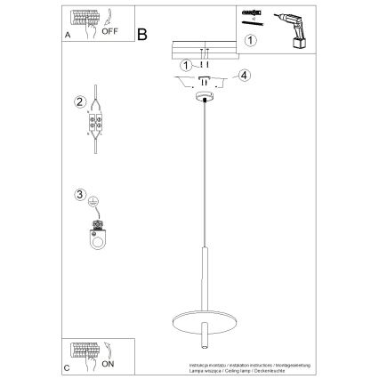 Lustre suspenso FELTRO 1xG9/8W/230V preto/amarelo