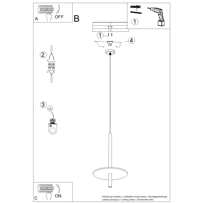 Lustre suspenso por cabo FELTRO 1xG9/8W/230V preto/azul