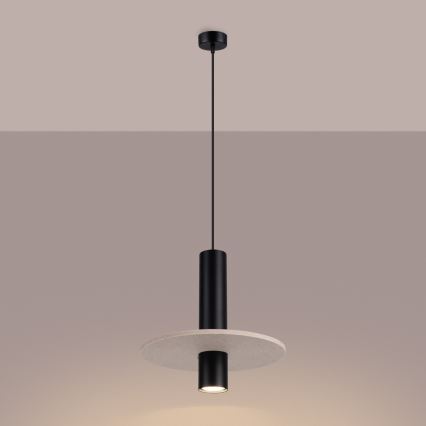 Lustre suspenso por cabo PELTA 1xGU10/10W/230V preto/creme