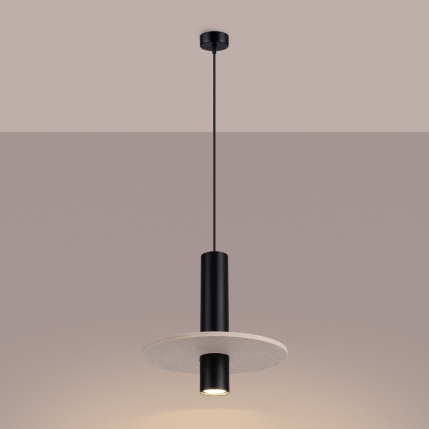 Lustre suspenso por cabo PELTA 1xGU10/10W/230V preto/creme