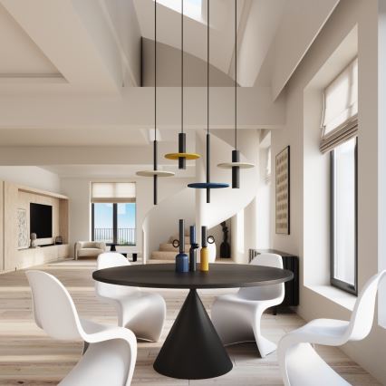 Lustre suspenso por cabo PELTA 1xGU10/10W/230V preto/creme