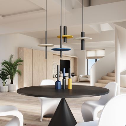 Lustre suspenso por cabo PELTA 1xGU10/10W/230V preto/creme