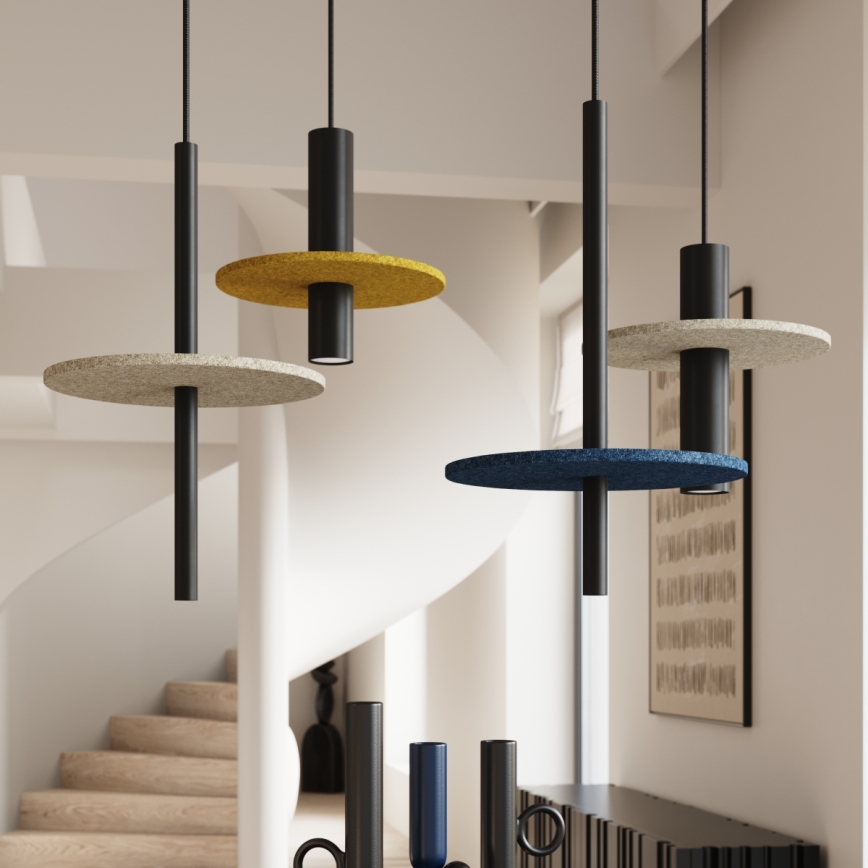 Lustre suspenso por cabo PELTA 1xGU10/10W/230V preto/creme