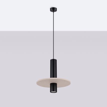 Lustre suspenso por cabo PELTA 1xGU10/10W/230V preto/creme
