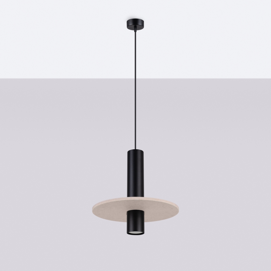 Lustre suspenso por cabo PELTA 1xGU10/10W/230V preto/creme