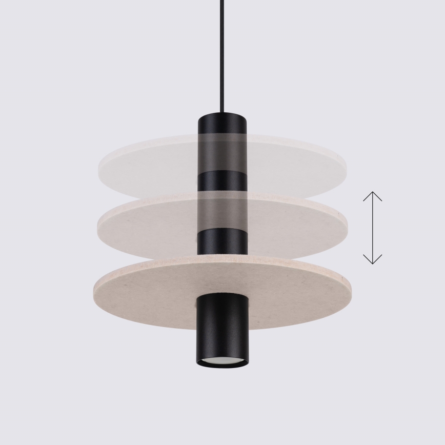 Lustre suspenso por cabo PELTA 1xGU10/10W/230V preto/creme