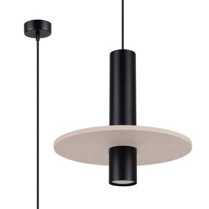 Lustre suspenso por cabo PELTA 1xGU10/10W/230V preto/creme
