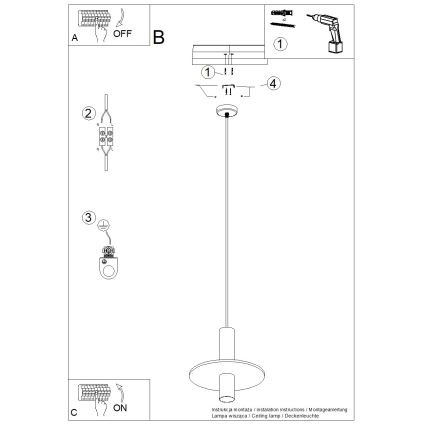 Lustre suspenso por cabo PELTA 1xGU10/10W/230V preto/creme