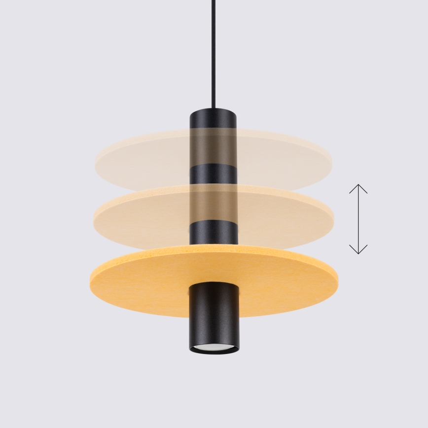 Lustre em cabo PELTA 1xGU10/10W/230V preto/amarelo
