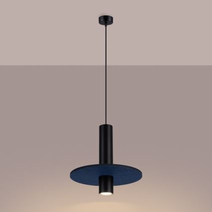 Candeeiro pendente em cabo PELTA 1xGU10/10W/230V preto/azul