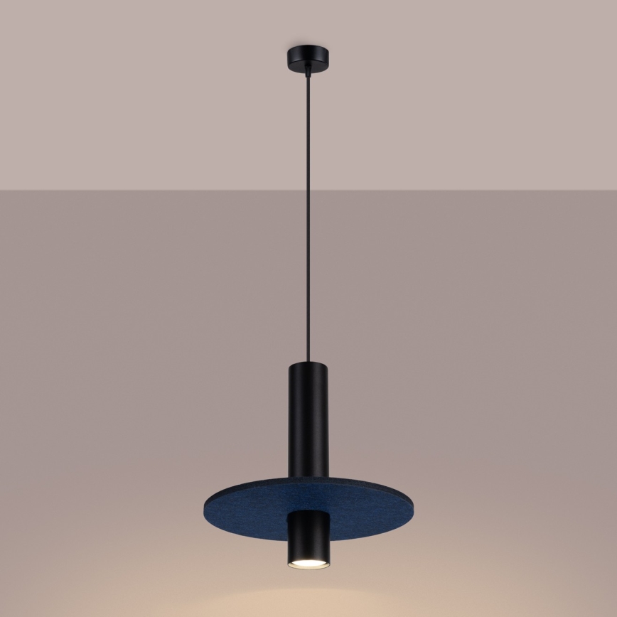 Candeeiro pendente em cabo PELTA 1xGU10/10W/230V preto/azul