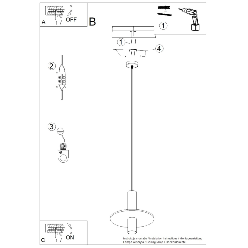 Candeeiro pendente em cabo PELTA 1xGU10/10W/230V preto/azul