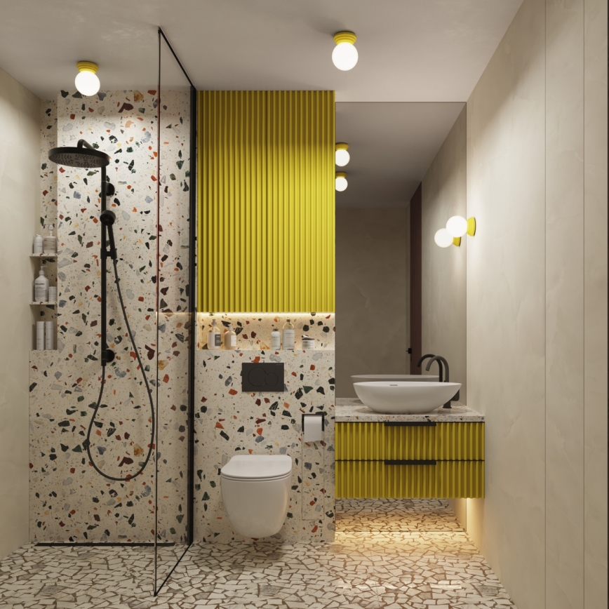 Aplique de parede para casa de banho ZORI 1xG9/8W/230V IP44 amarelo