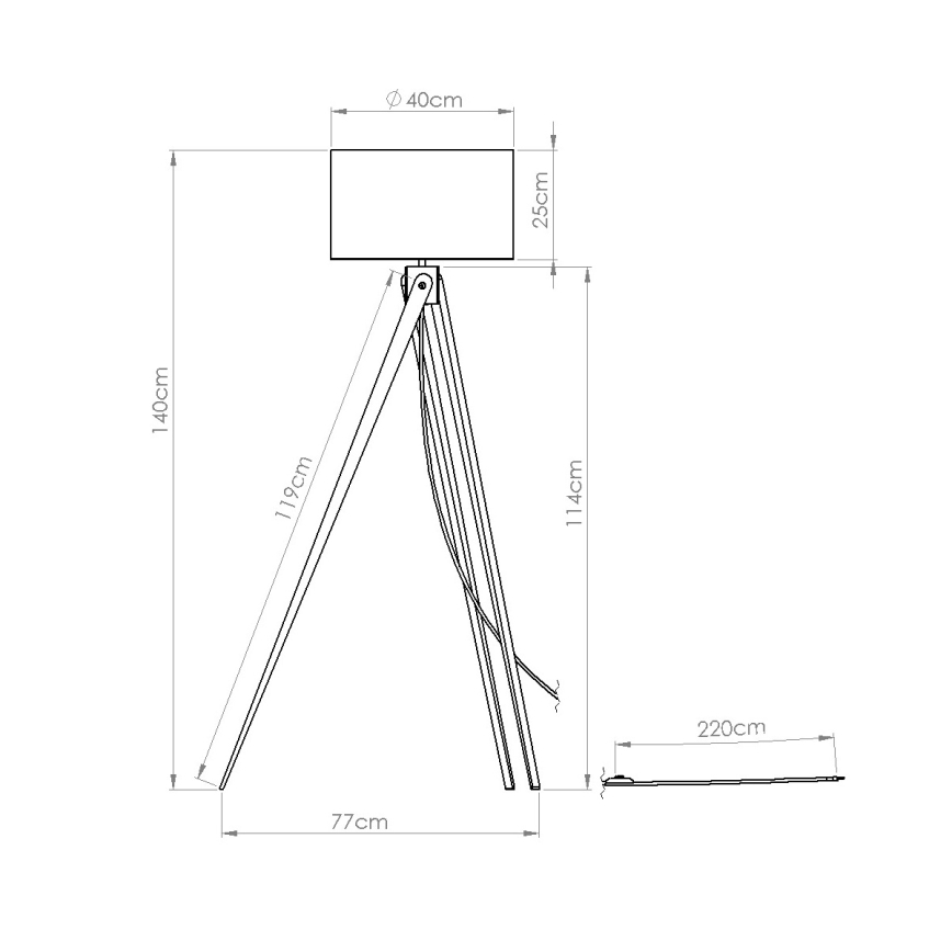 Candeeiro de pé NATT 1xE27/15W/230V branco