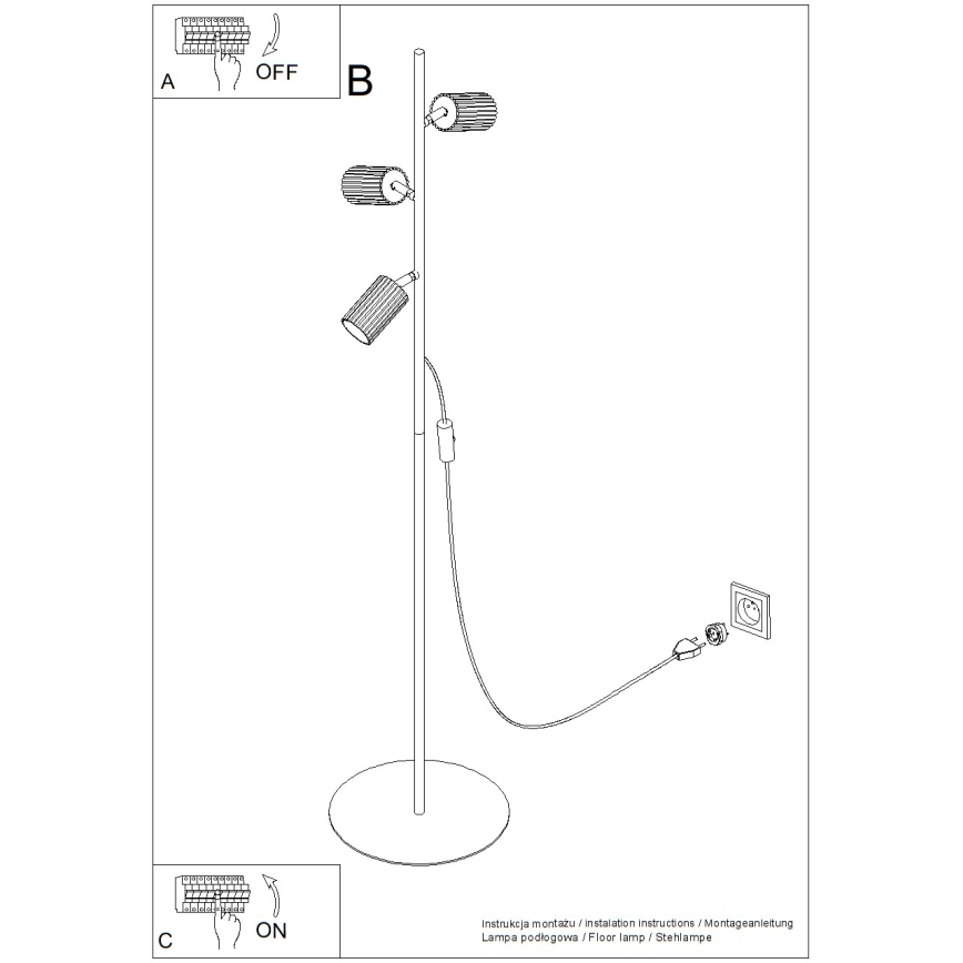 Candeeiro de pé KARBON 3xGU10/10W/230V branco