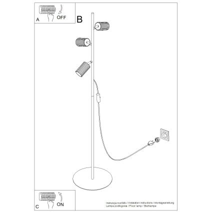 Candeeiro de pé KARBON 3xGU10/10W/230V laranja