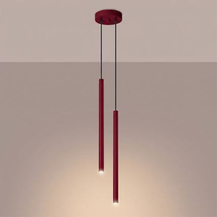 Lustre suspenso com cabo PASTELO 2xG9/8W/230V vermelho