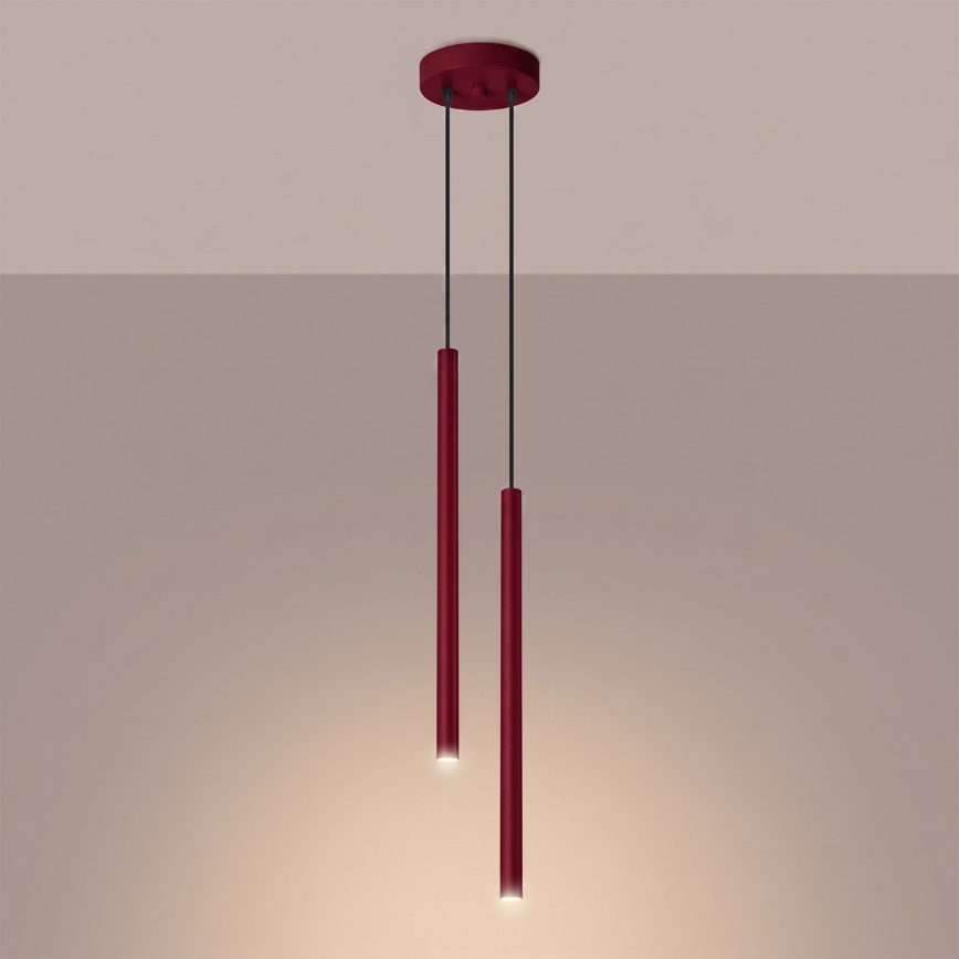 Lustre suspenso com cabo PASTELO 2xG9/8W/230V vermelho