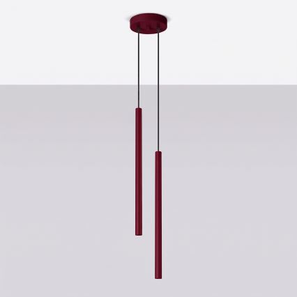 Lustre suspenso com cabo PASTELO 2xG9/8W/230V vermelho