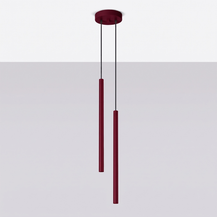 Lustre suspenso com cabo PASTELO 2xG9/8W/230V vermelho