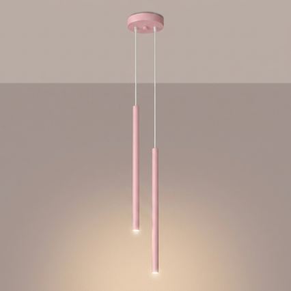Pendente em cabo PASTELO 2xG9/8W/230V rosa