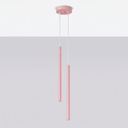 Pendente em cabo PASTELO 2xG9/8W/230V rosa