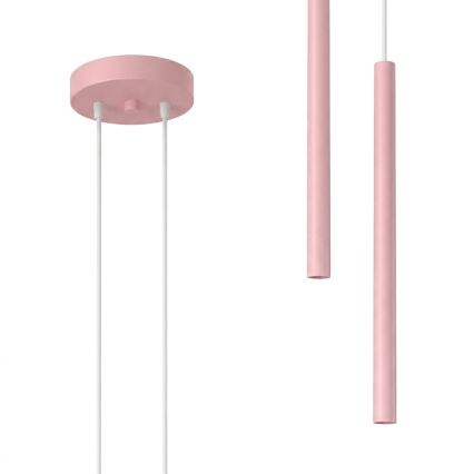 Pendente em cabo PASTELO 2xG9/8W/230V rosa