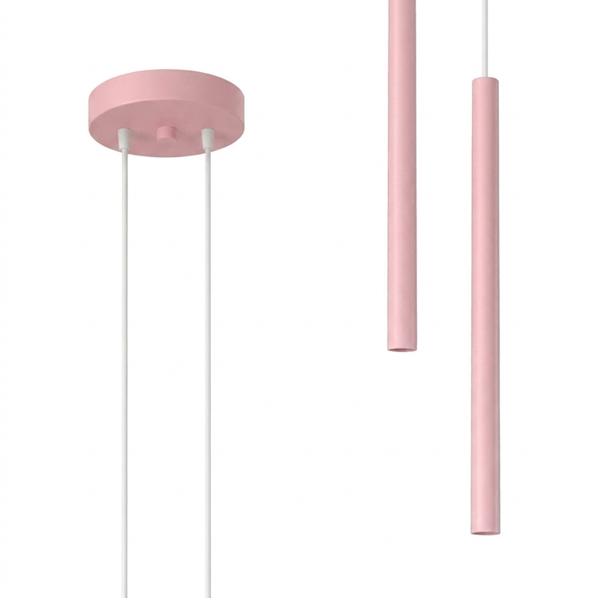 Pendente em cabo PASTELO 2xG9/8W/230V rosa
