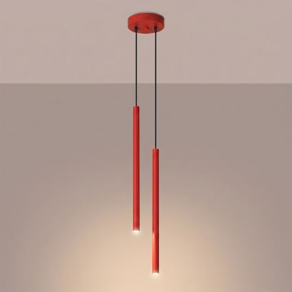 Lustre suspenso por cabo PASTELO 2xG9/8W/230V vermelho