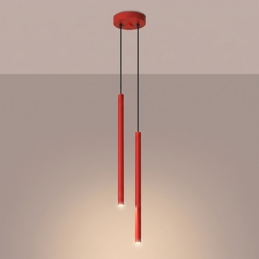 Lustre suspenso por cabo PASTELO 2xG9/8W/230V vermelho