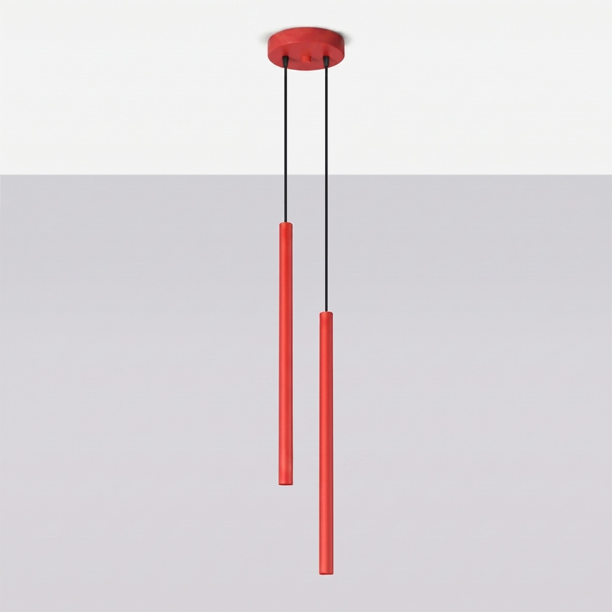 Lustre suspenso por cabo PASTELO 2xG9/8W/230V vermelho
