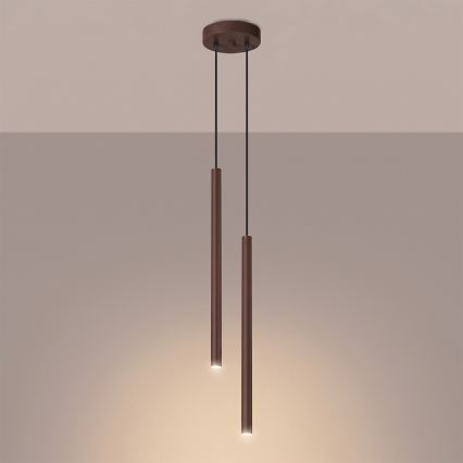 Lustre com cabo PASTELO 2xG9/8W/230V castanho