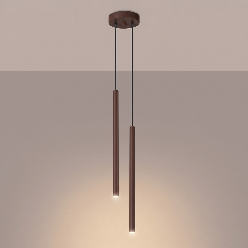 Lustre com cabo PASTELO 2xG9/8W/230V castanho