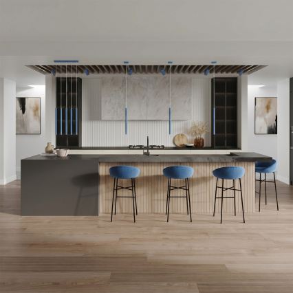 Candeeiro suspenso com cabo PASTELO 1xG9/8W/230V azul