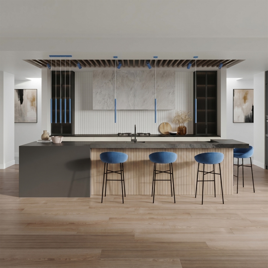 Candeeiro suspenso com cabo PASTELO 1xG9/8W/230V azul