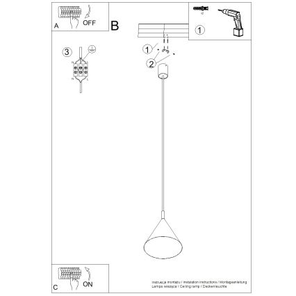 Candeeiro pendente com cabo NOX 1xE27/15W/230V creme