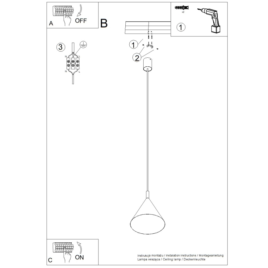 Candeeiro pendente com cabo NOX 1xE27/15W/230V creme