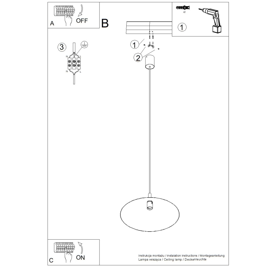 Lustre suspenso em cabo NOX 1xE27/15W/230V creme