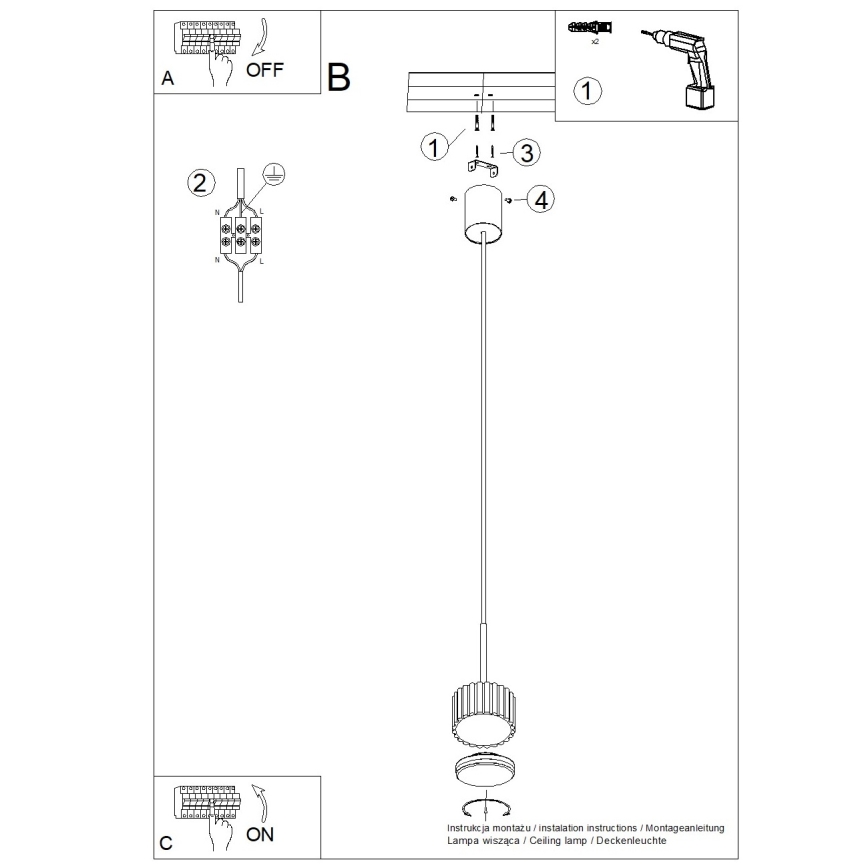 Candeeiro suspenso por cabo AURA 1xGX53/10W/230V branco