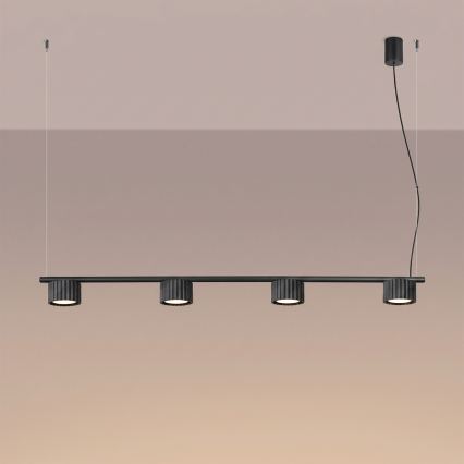 Candeeiro suspenso AURA com cabo 4xGX53/10W/230V, preto