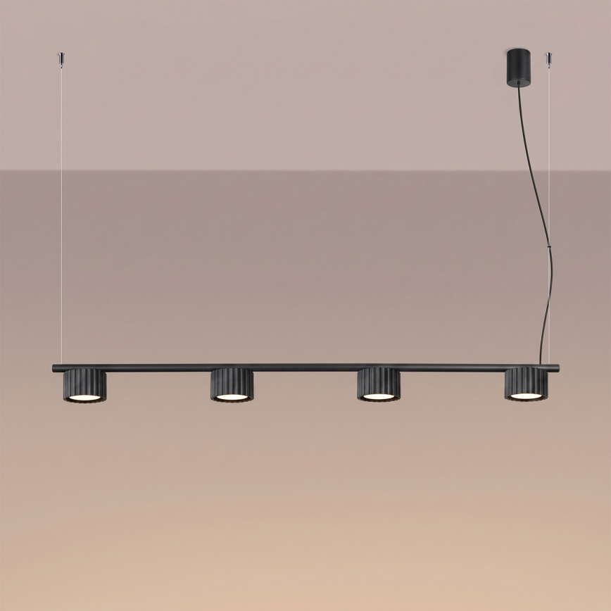 Candeeiro suspenso AURA com cabo 4xGX53/10W/230V, preto
