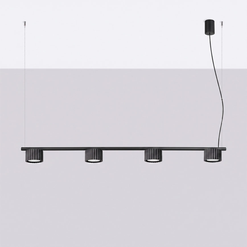Candeeiro suspenso AURA com cabo 4xGX53/10W/230V, preto