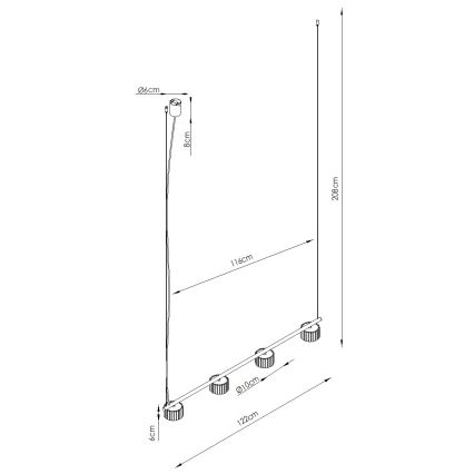 Candeeiro suspenso AURA com cabo 4xGX53/10W/230V, preto