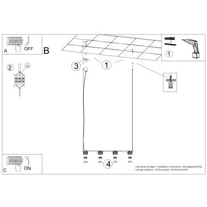 Candeeiro suspenso AURA com cabo 4xGX53/10W/230V, preto
