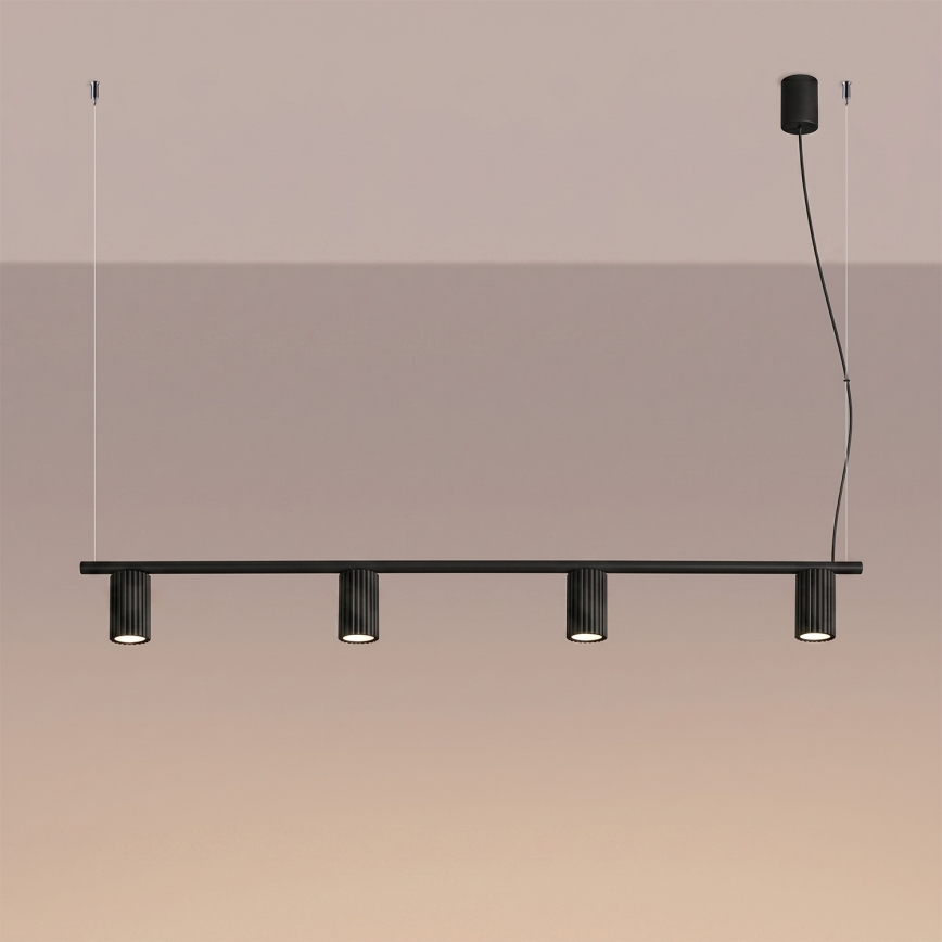 Lustre em cabo KARBON 4xGU10/10W/230V preto