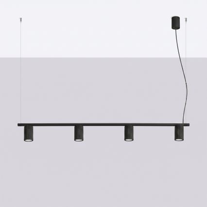 Lustre em cabo KARBON 4xGU10/10W/230V preto