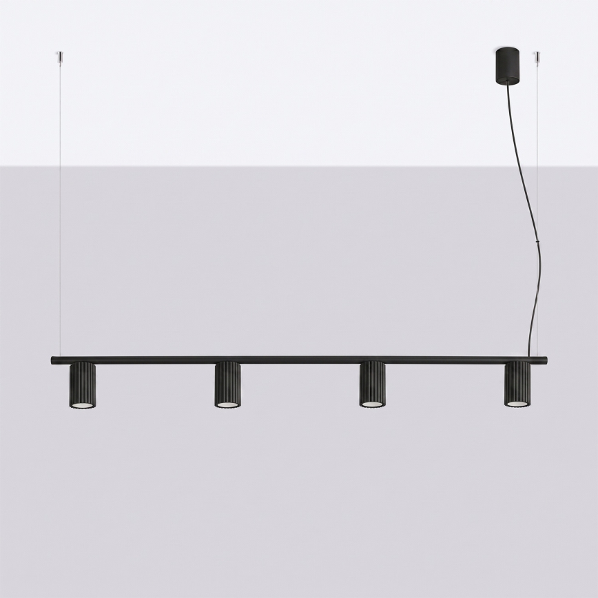 Lustre em cabo KARBON 4xGU10/10W/230V preto