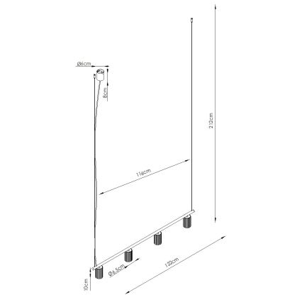 Lustre em cabo KARBON 4xGU10/10W/230V preto