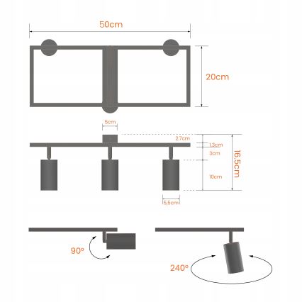 Spot 3xGU10/30W/230V branco