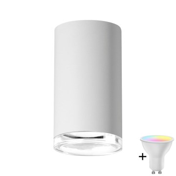 Spot de casa de banho LED RGBW dimerizável TURYN 1xGU10/6W/230V 3000K IP44 branco + comando remoto